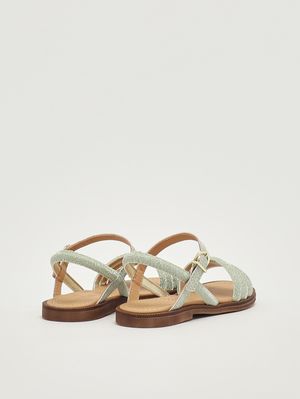 3. Mädchen-Sandalen aus Leder Platin