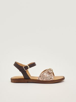 1. Mädchen-Sandalen aus Leder Puder