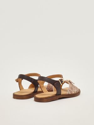3. Mädchen-Sandalen aus Leder Puder