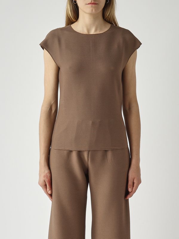 1. T-shirt femme Cappa en jersey plissé extensible Café MM Max Mara 2616941078600