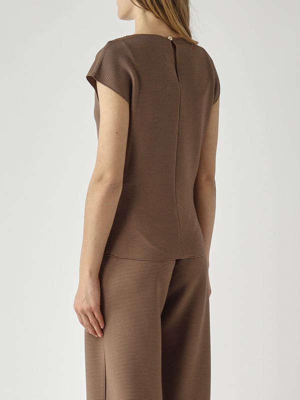 4. T-shirt femme Cappa en jersey plissé extensible Café MM Max Mara 2616941078600