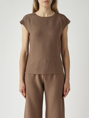 1. T-shirt femme Cappa en jersey plissé extensible Café