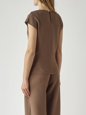 4. T-shirt femme Cappa en jersey plissé extensible Café