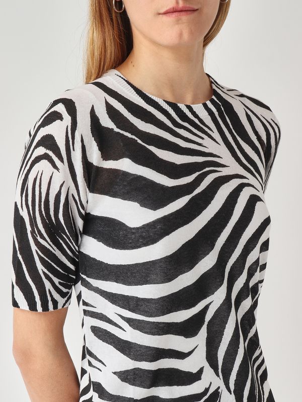 5. Damenpullover aus Baumwollmischgarn Schwarz-Weiß Max Mara Studio 2616361052600