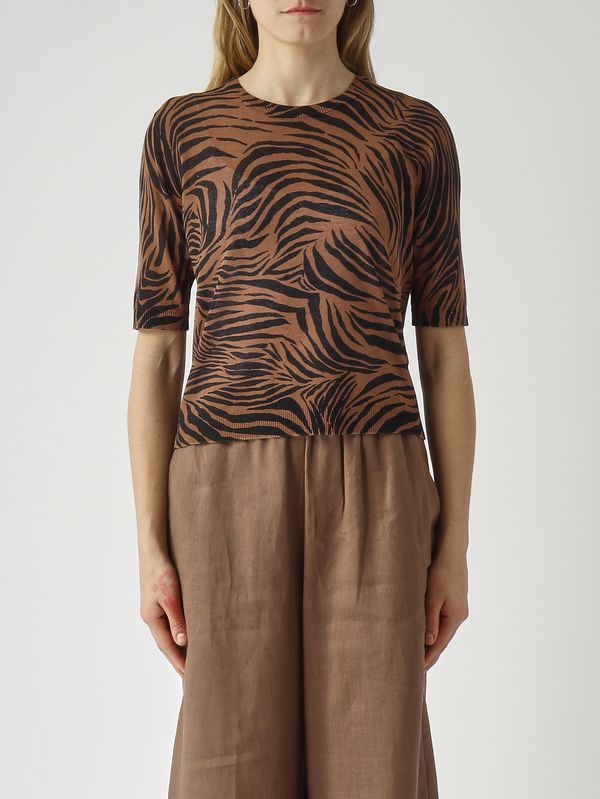 Suéter de mujer de punto de mezcla de algodón Negro-Cuero Max Mara Studio