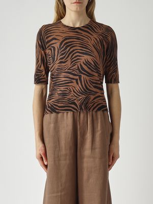 1. Damenpullover aus Baumwollmischgarn Schwarz-Leder