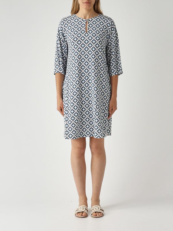 Damenkleid von Carnet aus Stretch-Viskose Weiß-Hellblau Max Mara Beachwear