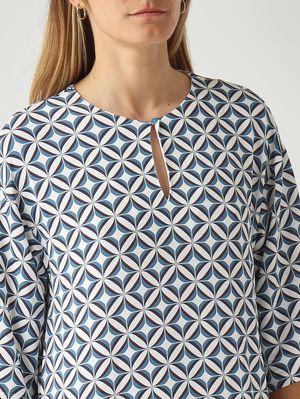 5. Robe femme Carnet en viscose stretch Blanc et bleu
