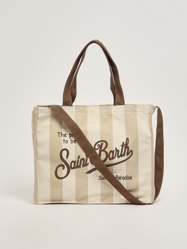 3. Borsa donna Essential in canvas Beige-Bianco MC2 Saint Barth ebagn007
