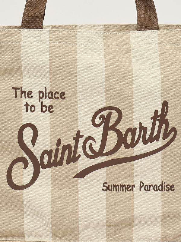 4. Borsa donna Essential in canvas Beige-Bianco MC2 Saint Barth ebagn007