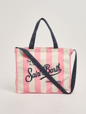 3. Borsa donna Essential in canvas Fucsia-Bianco