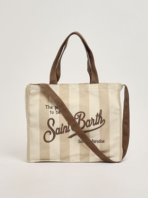 3. Borsa donna Essential in canvas Beige-Bianco