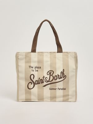1. Borsa donna Essential in canvas Beige-Bianco