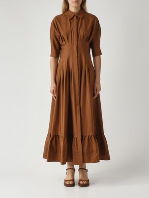 womens brunch dresses Women's Placed Iris Cotton Button-Front Shirt, Dark Bark, Size M main image 1