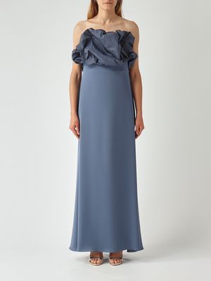 1. Women's Operoso dress in satin and taffeta Teal