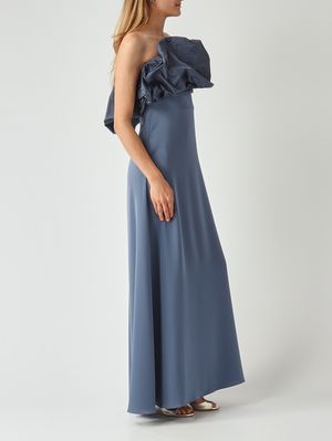 2. Women's Operoso dress in satin and taffeta Teal