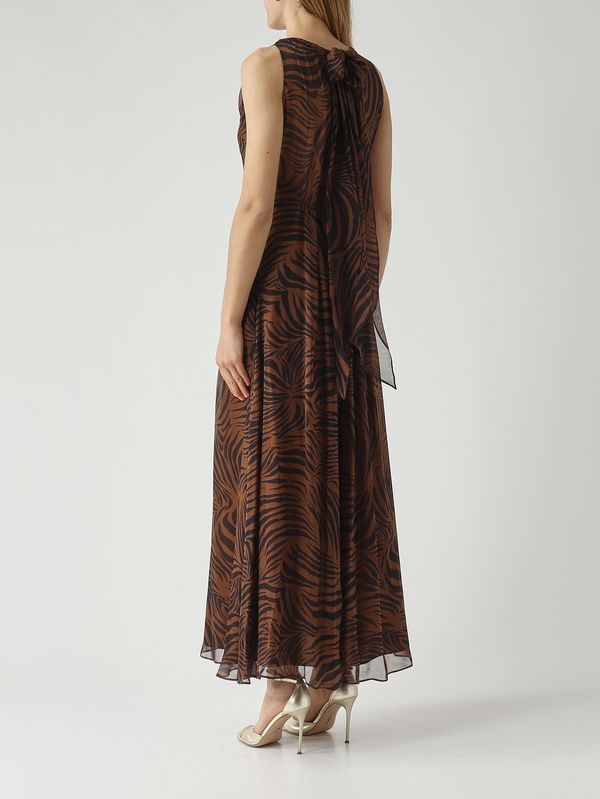 4. Abito donna Salice in chiffon di seta Marrone-Nero Max Mara Studio 2616221092600
