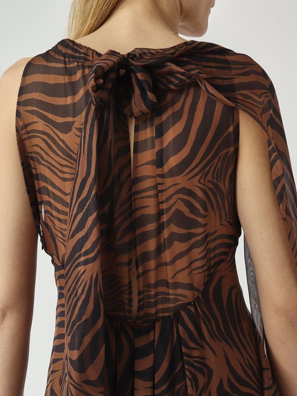 5. Abito donna Salice in chiffon di seta Marrone-Nero Max Mara Studio 2616221092600