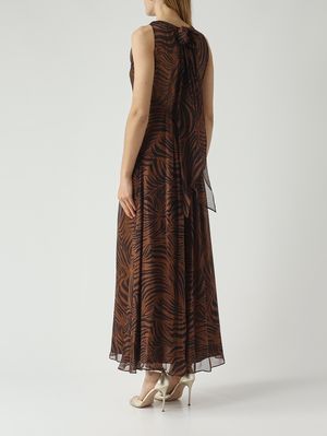 4. Abito donna Salice in chiffon di seta Marrone-Nero