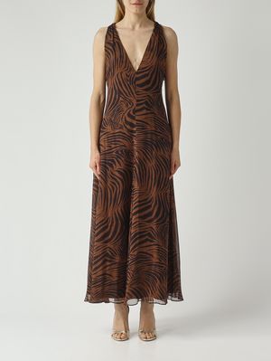1. Abito donna Salice in chiffon di seta Marrone-Nero