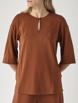 5. Damenbluse Giglio aus Stretch-Viskose Braun