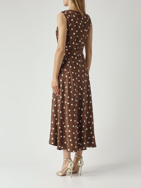 4. Vestido de mujer Martina de seda. Marrón-Marfil S Max Mara 2619221013600
