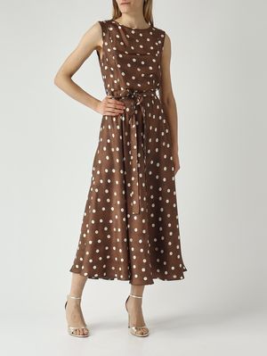 2. Vestido de mujer Martina de seda. Marrón-Marfil