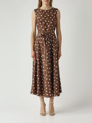 1. Vestido de mujer Martina de seda. Marrón-Marfil
