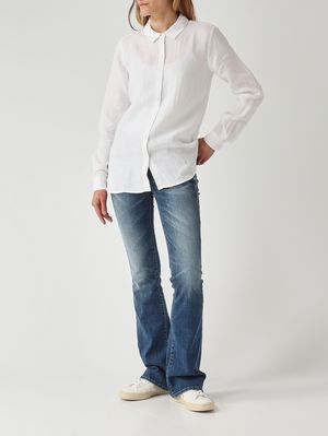 2. Batas de mujer Marine de lino Blanco