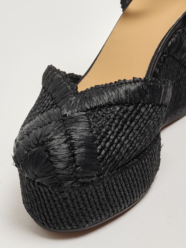 5. Charmie women's raffia wedge sandals Black Castaner charmie/8ed