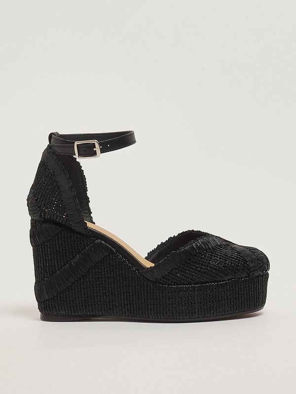 1. Charmie women's raffia wedge sandals Black Castaner charmie/8ed