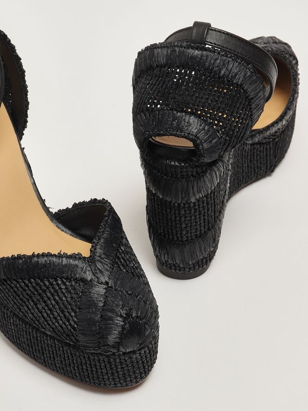 4. Charmie women's raffia wedge sandals Black Castaner charmie/8ed