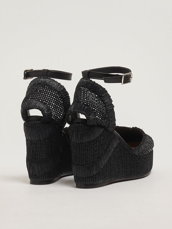 3. Charmie women's raffia wedge sandals Black Castaner charmie/8ed