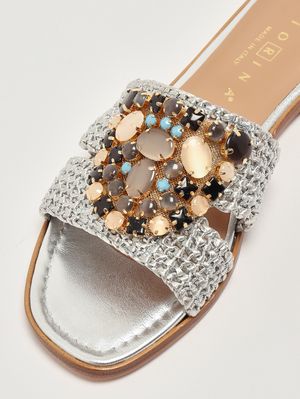 5. Damen-Sandale aus Raffia Silber