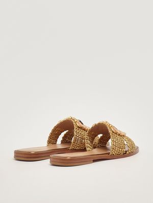 3. Damen-Sandale aus Raffia Bronze