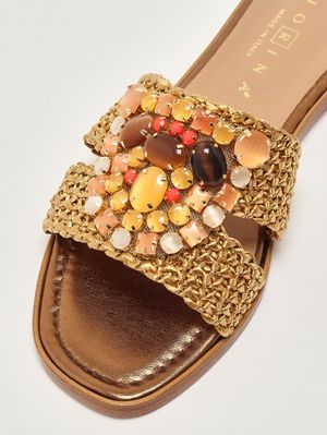 5. Damen-Sandale aus Raffia Bronze