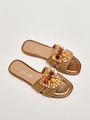 2. Damen-Sandale aus Raffia Bronze
