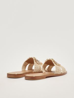 3. Damen-Sandale aus Raffia Creme