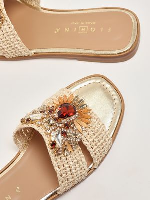4. Damen-Sandale aus Raffia Creme