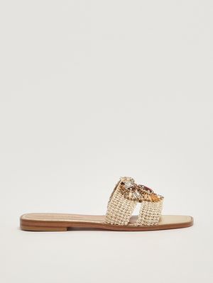 1. Damen-Sandale aus Raffia Creme