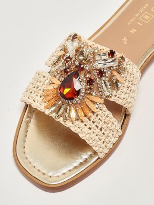 5. Damen-Sandale aus Raffia Creme