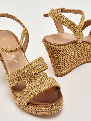 4. Damen-Keilabsatzschuh Adria aus Raffia Bronze