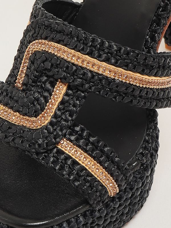5. Sandalia de mujer de rafia Negro Fiorina 152j791s