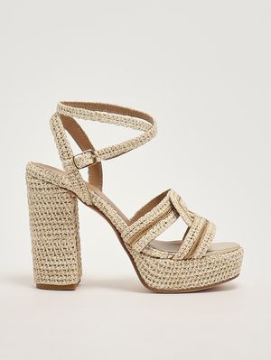 1. Sandale femme en raphia Crème