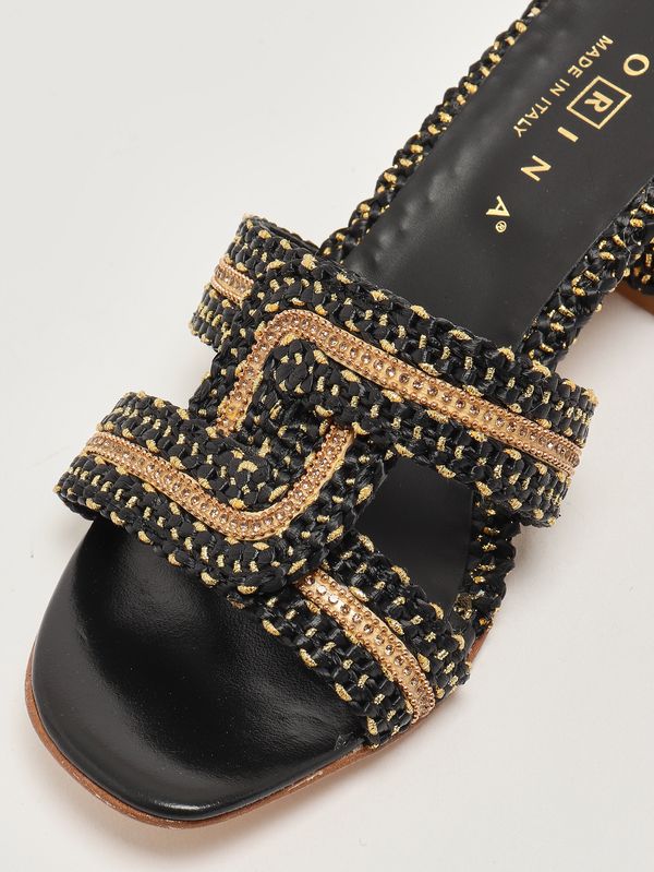 5. Petra women's raffia sandal Gold-Black Fiorina 172j782s