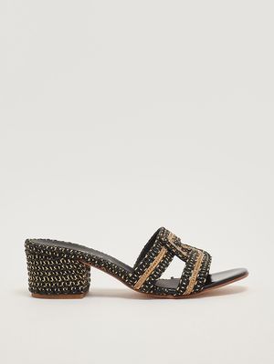 1. Petra women's raffia sandal Gold-Black