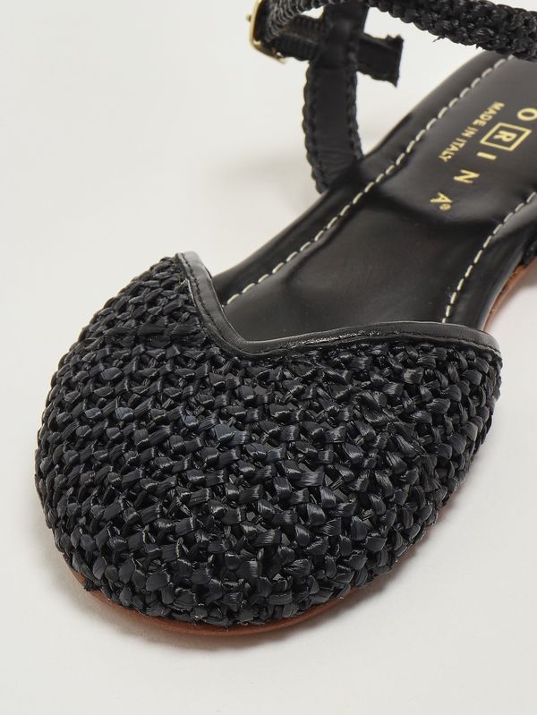 5. Jessica women's raffia ballet flats Black Fiorina 190763