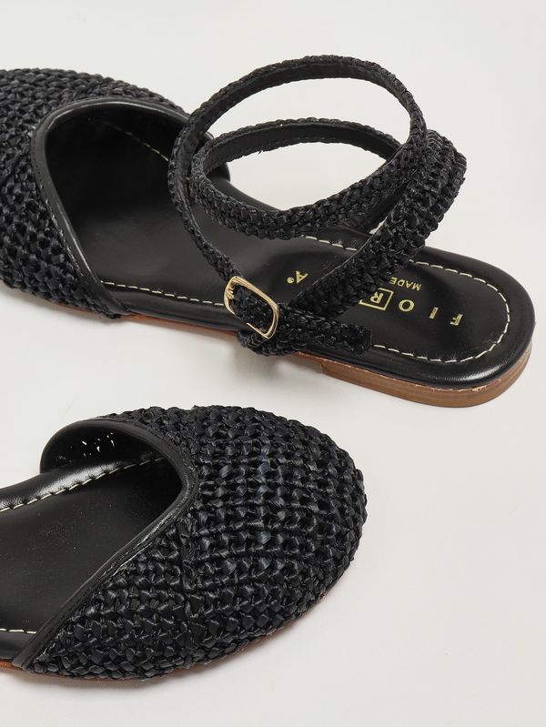 4. Jessica women's raffia ballet flats Black Fiorina 190763