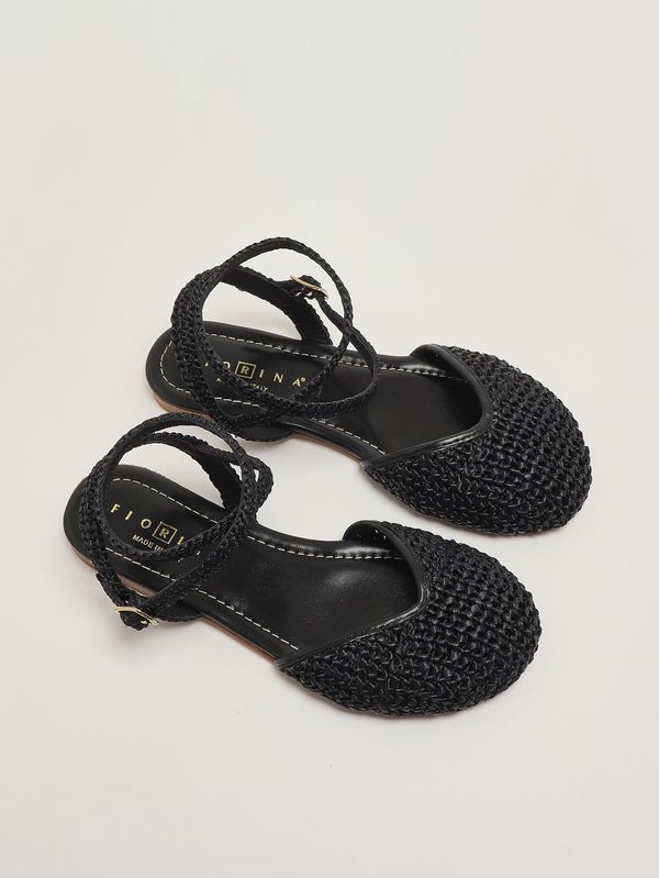2. Jessica women's raffia ballet flats Black Fiorina 190763