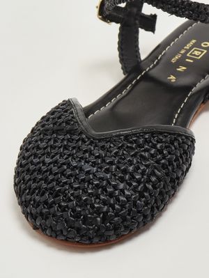 5. Jessica women's raffia ballet flats Black